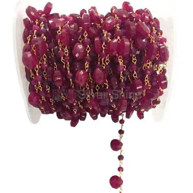 Dyed Ruby Gemstone Rosary Chain. "Wire Wrapped 1 Feet Roll Chain" 925RC192