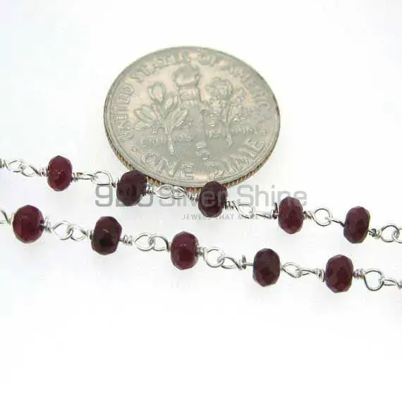 Dyed ruby rosary chain . "Wire Wrapped 1 Feet Roll Chain" 925RC231
