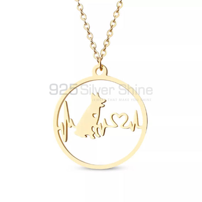 Electro Catdiogram Dog Necklace, Animal Minimalist Necklace In 925 Sterling Silver AMN233
