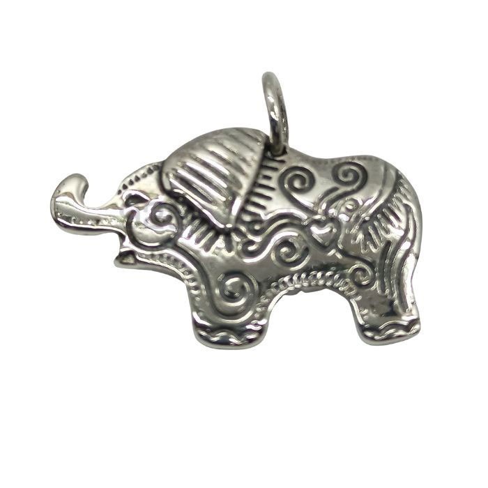Elephant Charm Pendant In Sterling Silver 925NSP05_0