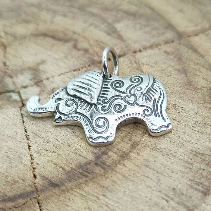 Elephant Charm Pendant In Sterling Silver 925NSP05_1
