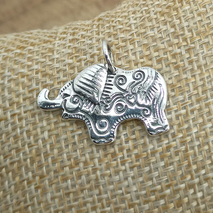 Elephant Charm Pendant In Sterling Silver 925NSP05_2