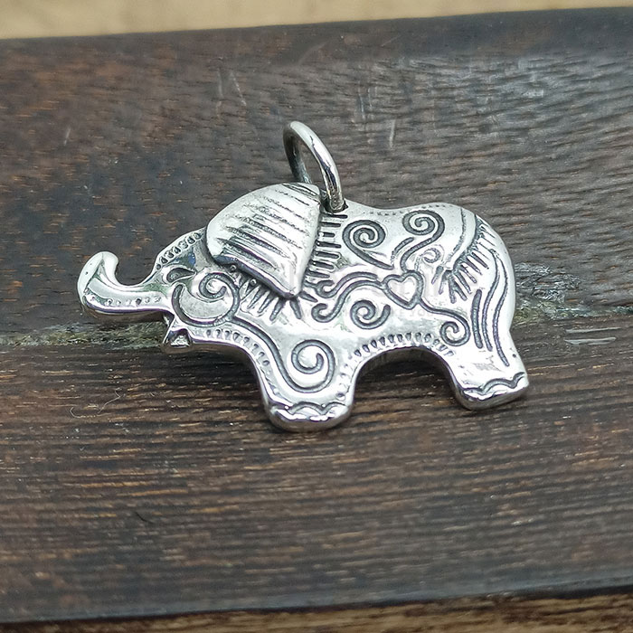 Elephant Charm Pendant In Sterling Silver 925NSP05_4