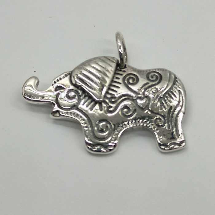 Elephant Charm Pendant In Sterling Silver 925NSP05_5