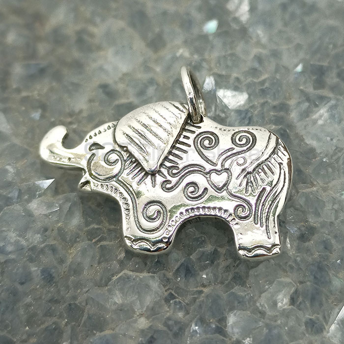 Elephant Charm Pendant In Sterling Silver 925NSP05_6