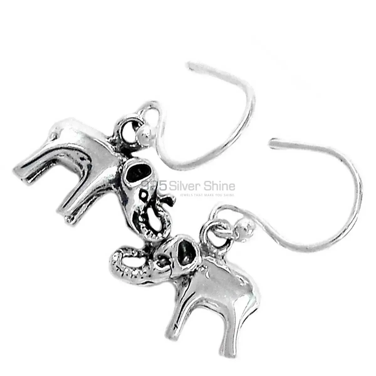 Elephant Design Earrings In Solid 925 Silver 925SE2897_2