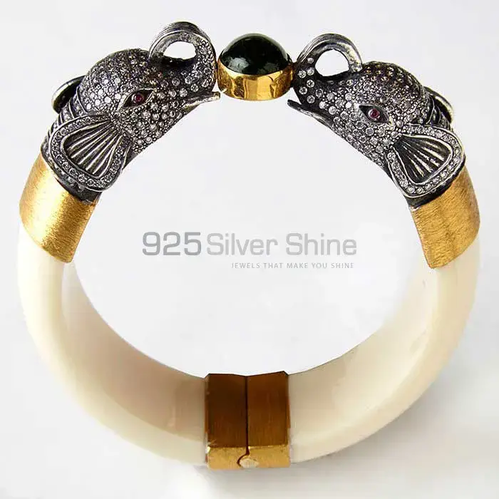 Elephant Face Tow Tone Bangle Or Bracelets In Sterling Silver 925SSB296