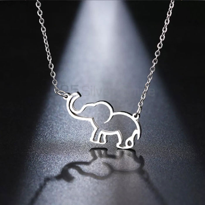 Elephant Necklace, Animal Minimalist Necklace In 925 Sterling Silver AMN207