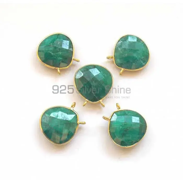 Emerald Pear Gemstone Double Bail Bezel Sterling Silver Gold Vermeil Gemstone Connector 925GC278_0