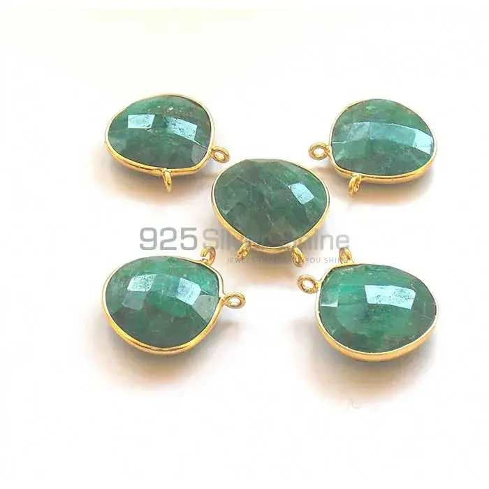 Emerald Pear Gemstone Double Bail Bezel Sterling Silver Gold Vermeil Gemstone Connector 925GC278_2