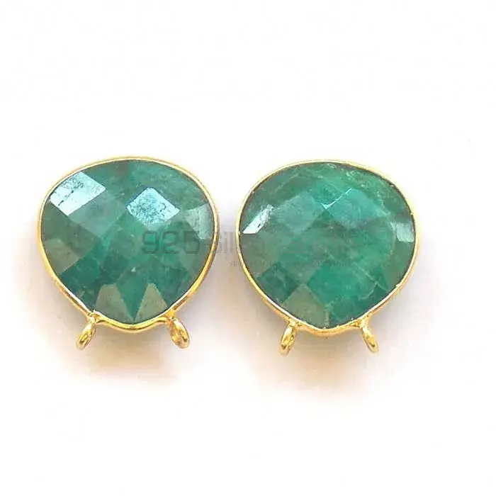 Emerald Pear Gemstone Double Bail Bezel Sterling Silver Gold Vermeil Gemstone Connector 925GC278_3