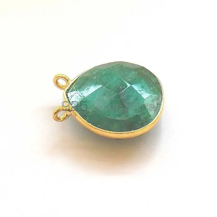 Emerald Pear Gemstone Double Bail Bezel Sterling Silver Gold Vermeil Gemstone Connector 925GC278_5