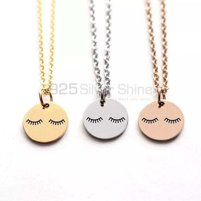 Engraved Smiley Emoji Charm Necklace In Sterling Silver SMMN433