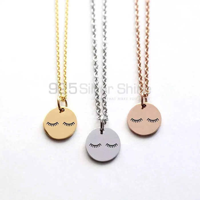 Engraved Smiley Emoji Charm Necklace In Sterling Silver SMMN433_0