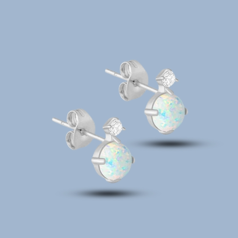 Ethiopian Opal Gemstone 925 Sterling Silver Minimalist Stud Earring 925She141_0
