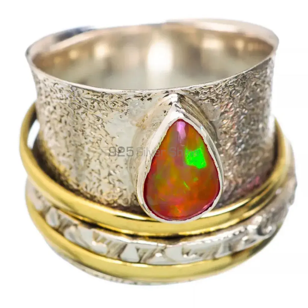 Ethiopian Opal Gemstone Spinner Rings With Sterling Silver Jewelry SMR103