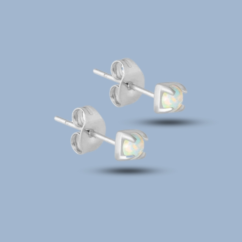 Ethiopian Opal Gemstone With 925 Sterling Silver Minimalist Stud Earring 925She164_0