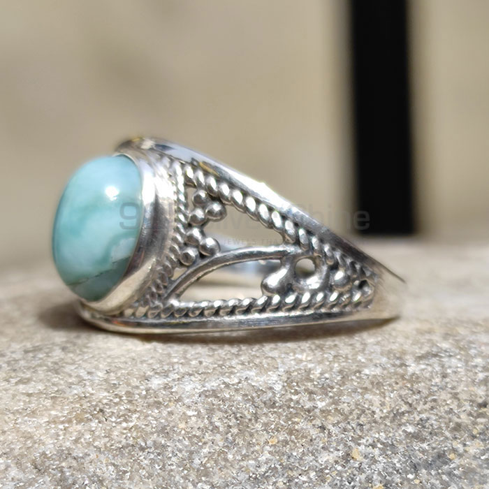 Ethnic Look Sterling Silver Oxidized Ring In Larimar Gemstone SSR83_0