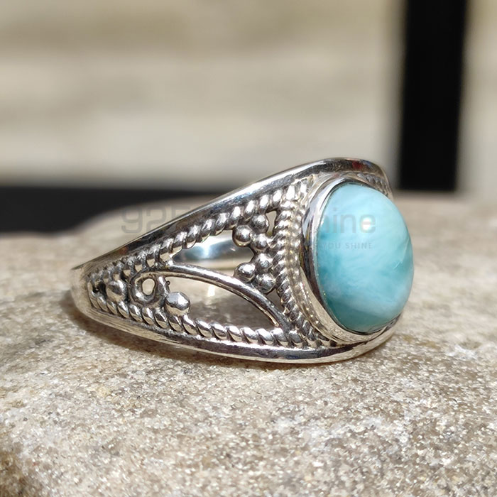 Ethnic Look Sterling Silver Oxidized Ring In Larimar Gemstone SSR83_1