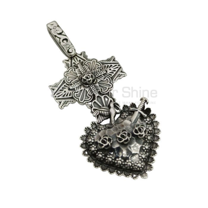 Ethnic Vintage Oxidised Handmade Pendant In Sterling Silver 925NSP31