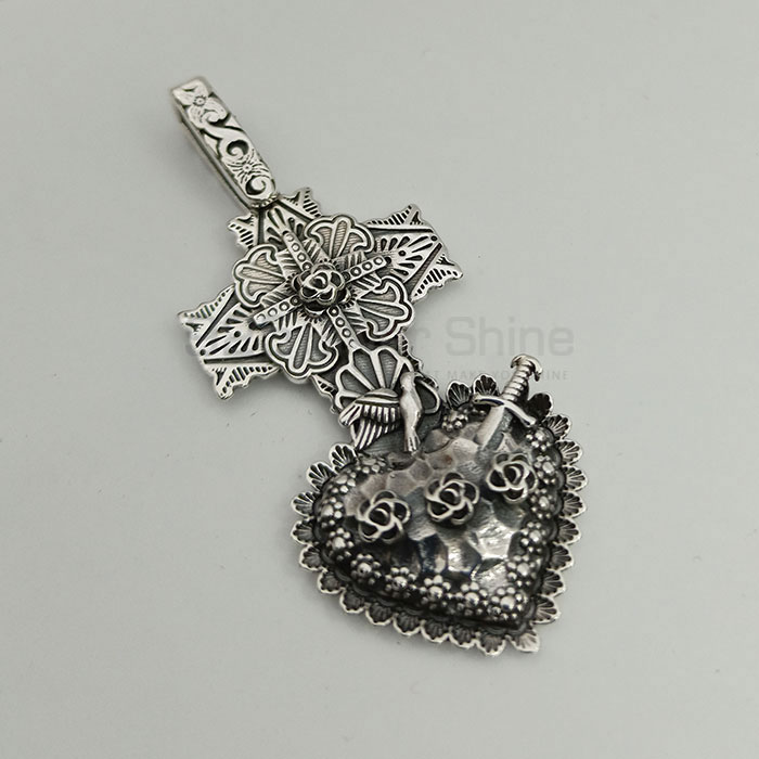 Ethnic Vintage Oxidised Handmade Pendant In Sterling Silver 925NSP31_3