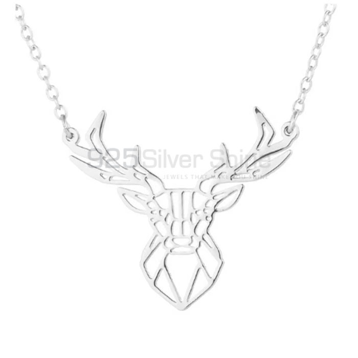 Fabulous Deer Head Necklace, Best Collection Animal Minimalist Necklace In 925 Sterling Silver AMN224