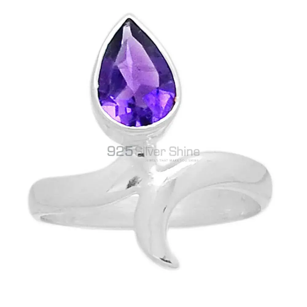 Amethyst Cut Stone Sterling Silver Engagement Rings 925SR2358