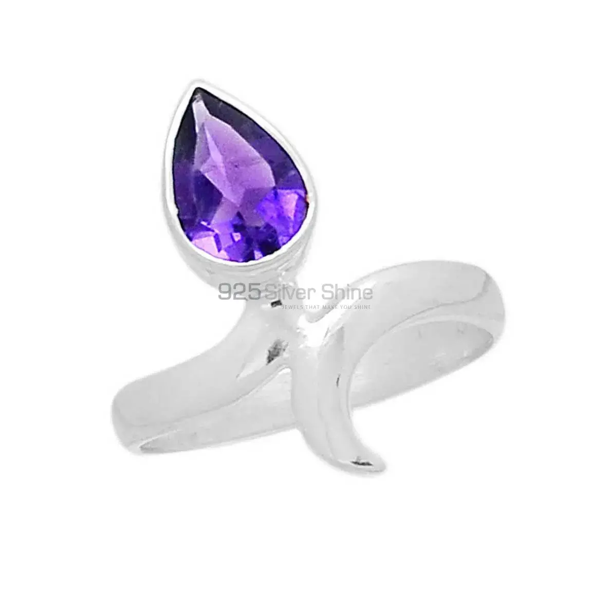 Amethyst Cut Stone Sterling Silver Engagement Rings 925SR2358_0