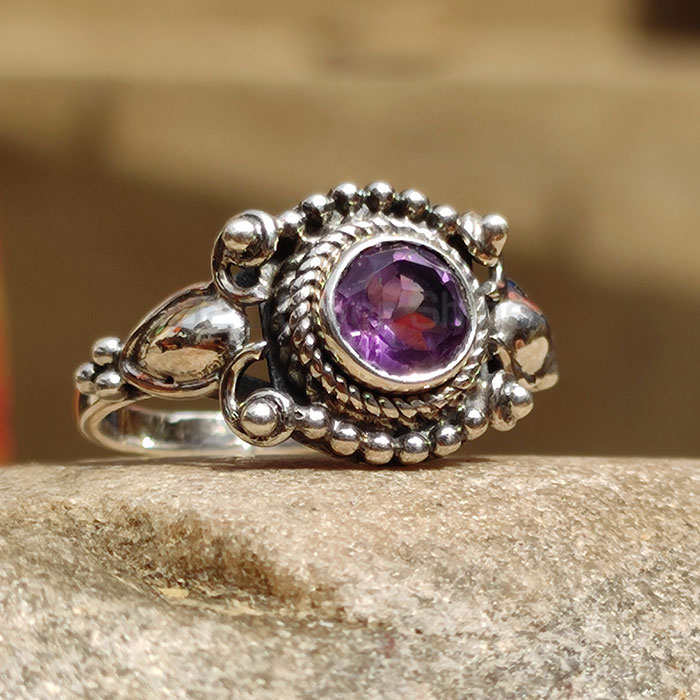 Amethyst Birthstone Silver Boho Design Rings SSR104