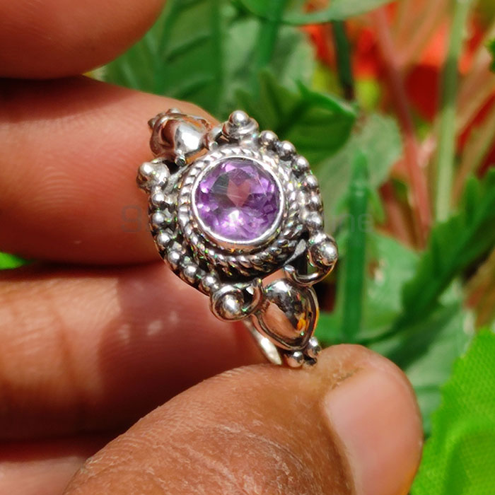 Amethyst Birthstone Silver Boho Design Rings SSR104_2