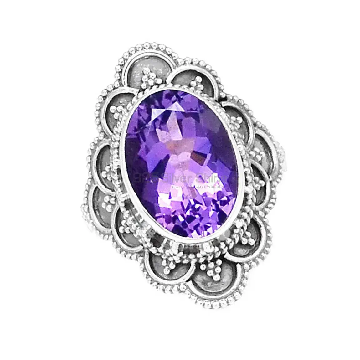 Faceted Amethyst Sterling Silver engagement Rings 925SR2352_1