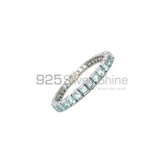 Faceted Blue Topaz Gemstone Tennis Bracelets Suppliers In 925 Fine Silver Jewelry 925SB184_0