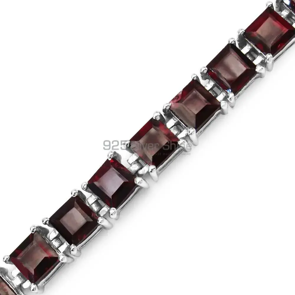 Faceted Garnet Gemstone Tennis Bracelets In Sterling Silver Jewelry 925SB161_1