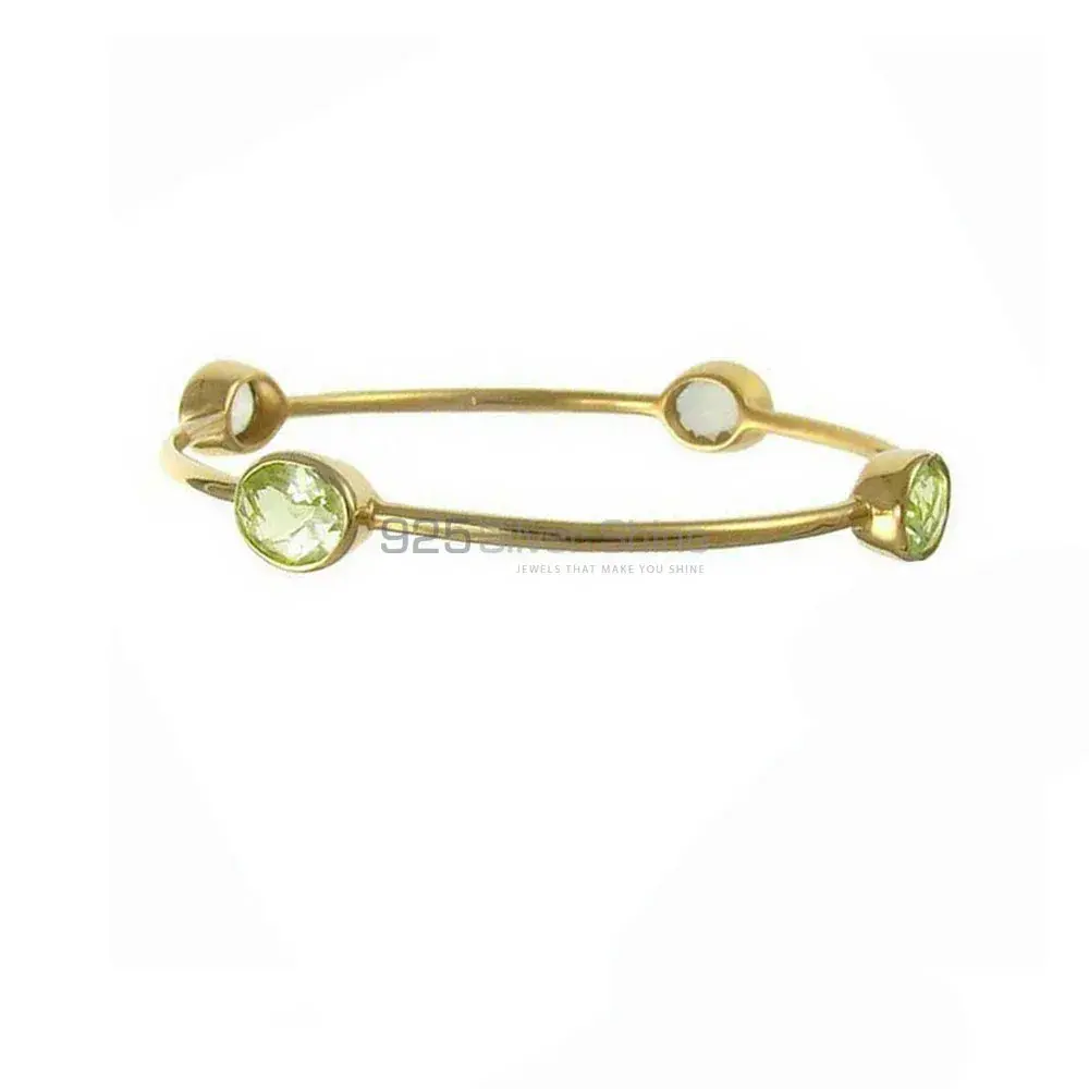 Faceted Peridot Gemstone Bangles In 925 Sterling Silver Gold Vermeil 925SSB103