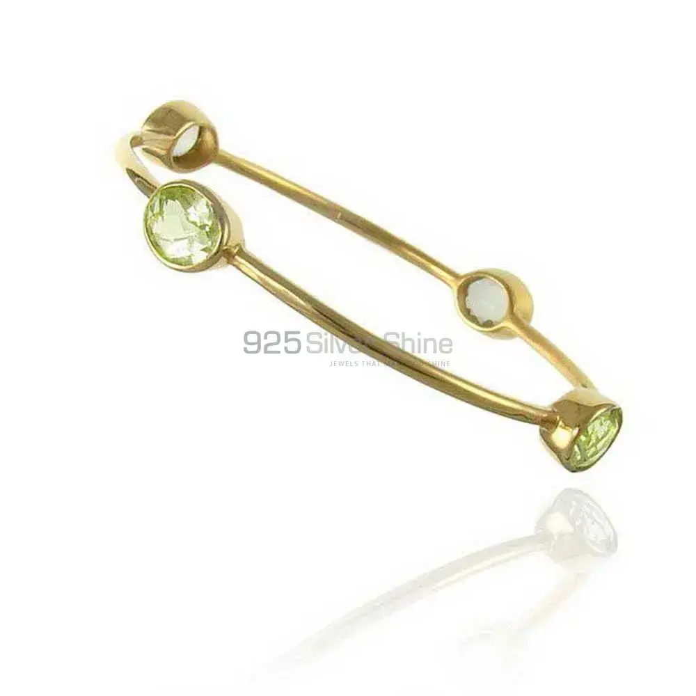 Faceted Peridot Gemstone Bangles In 925 Sterling Silver Gold Vermeil 925SSB103_0