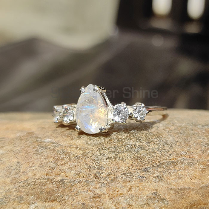 Faceted Rainbow Moonstone Ring In 925 Sterling Silver SSR65_0