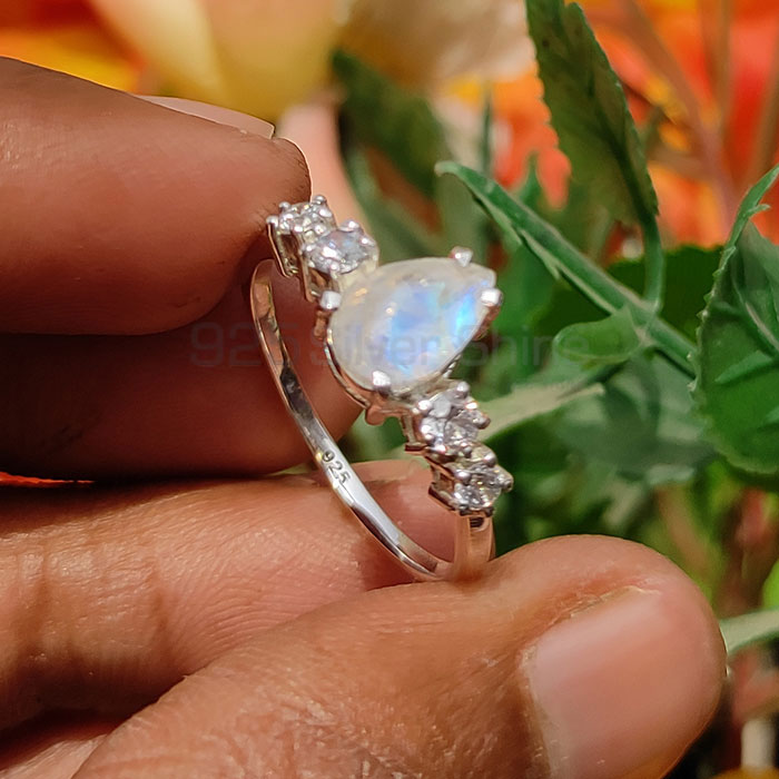 Faceted Rainbow Moonstone Ring In 925 Sterling Silver SSR65_3