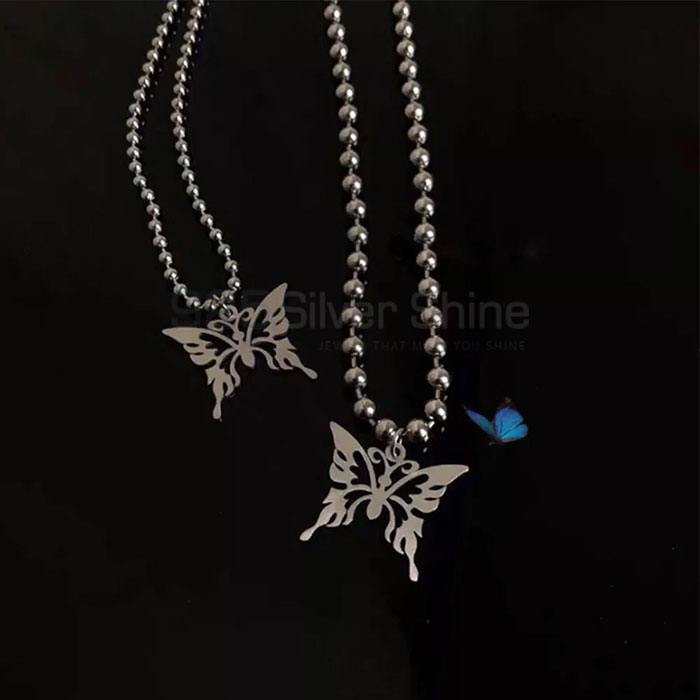 Filigree Butterfly Necklace, Top Selections Animal Minimalist Necklace In 925 Sterling Silver AMN127_2