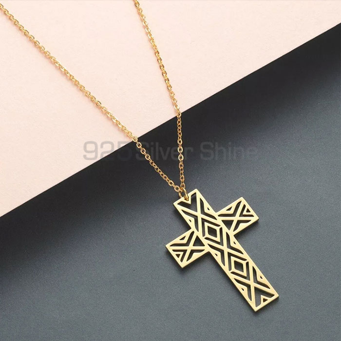 Filigree Design Cross Minimalist Necklace For Women's CRME66_0