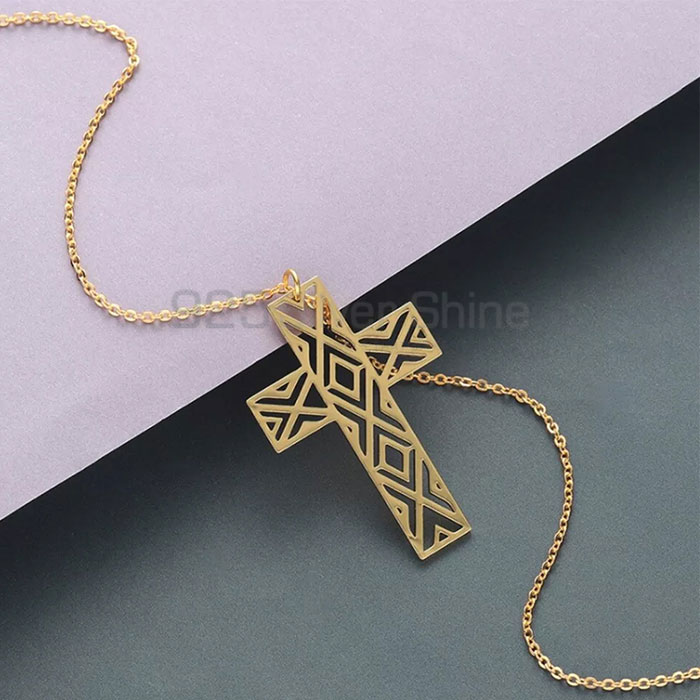 Filigree Design Cross Minimalist Necklace For Women's CRME66_1