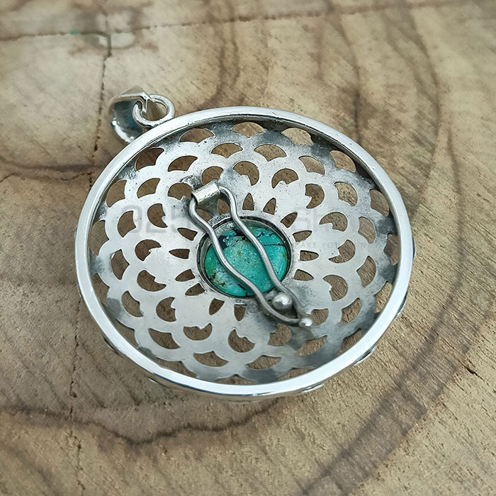 Filigree Design Hand Made Turquoise Gemstone Pendant In 925 Silver 925NSP27_1