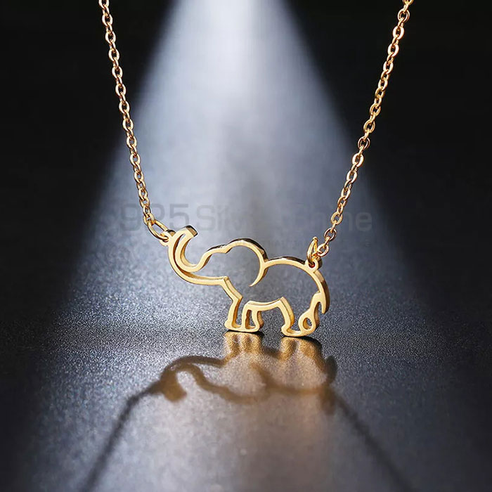 Filigree Elephant Necklace, Animal Minimalist Necklace In 925 Sterling Silver AMN252_0