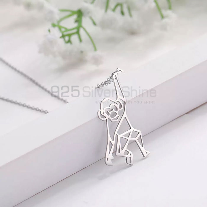 Filigree Monkey Necklace, Designer Animal Minimalist Necklace In 925 Sterling Silver AMN223