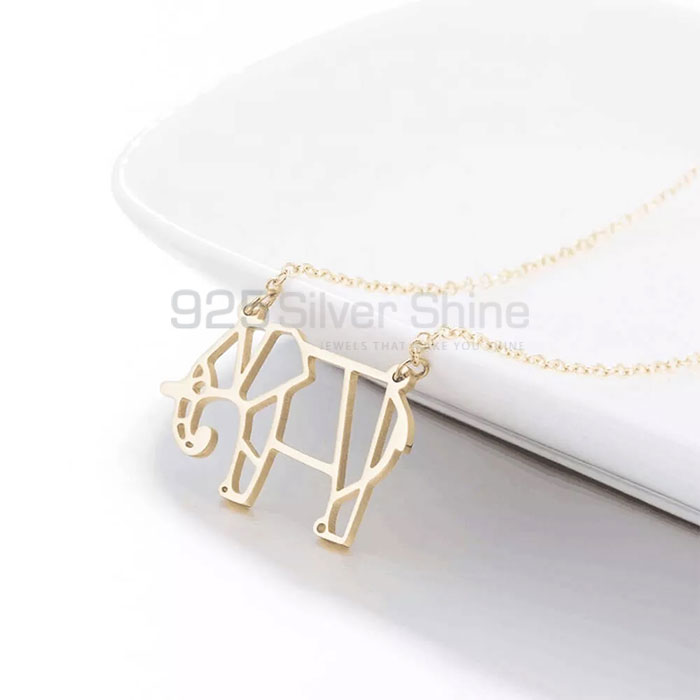 Filigree Origami Elephant Necklace, Animal Minimalist Necklace In 925 Sterling Silver AMN192_0