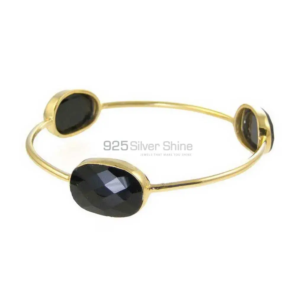 Fine 925 Silver Gold Vermeil Bracelets In Black Onyx Gemstone Jewelry 925SSB95