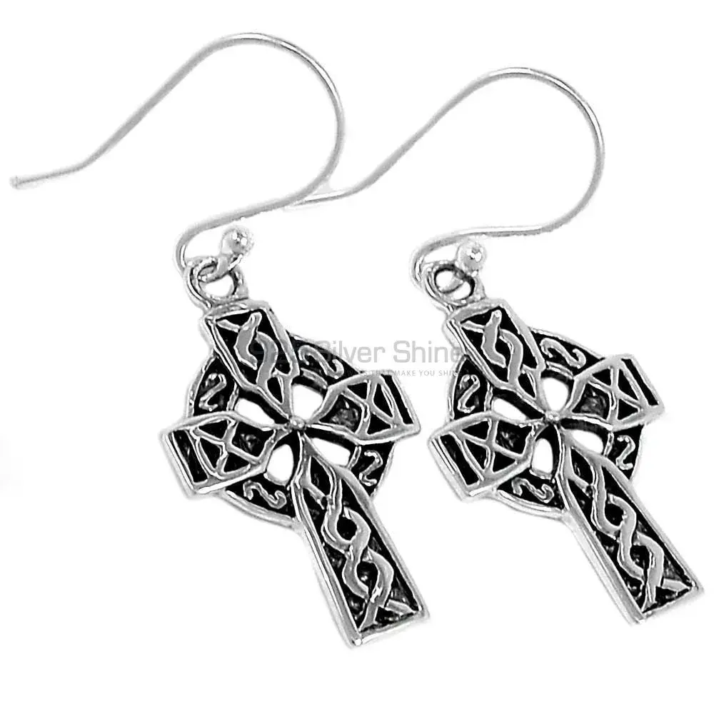 Fine 925 Sterling Silver Cross Earrings Jewelry 925SE2892