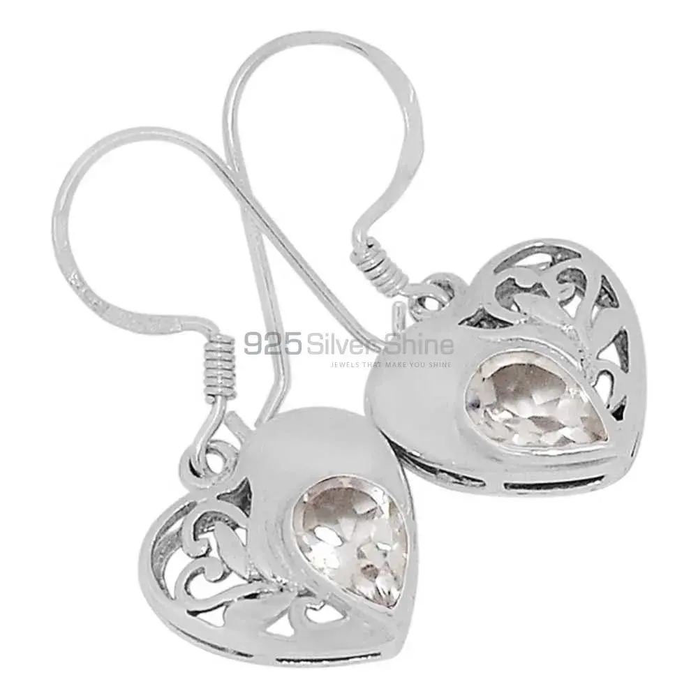 Fine 925 Sterling Silver Earrings In Genuine Crystal Gemstone 925SE544_0