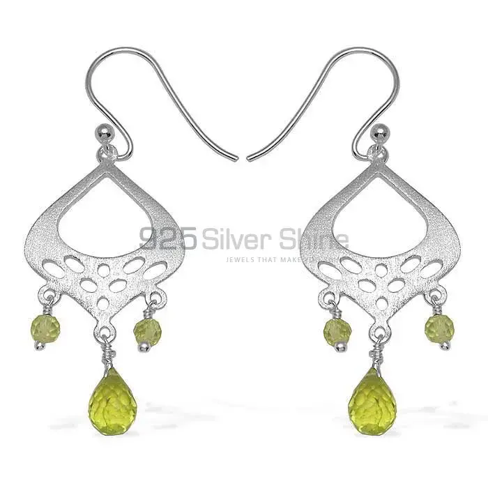 Fine 925 Sterling Silver Earrings In Genuine Lemon Quartz Gemstone 925SE781