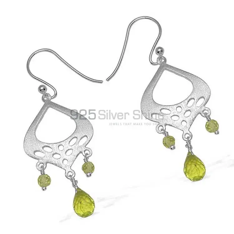 Fine 925 Sterling Silver Earrings In Genuine Lemon Quartz Gemstone 925SE781_0