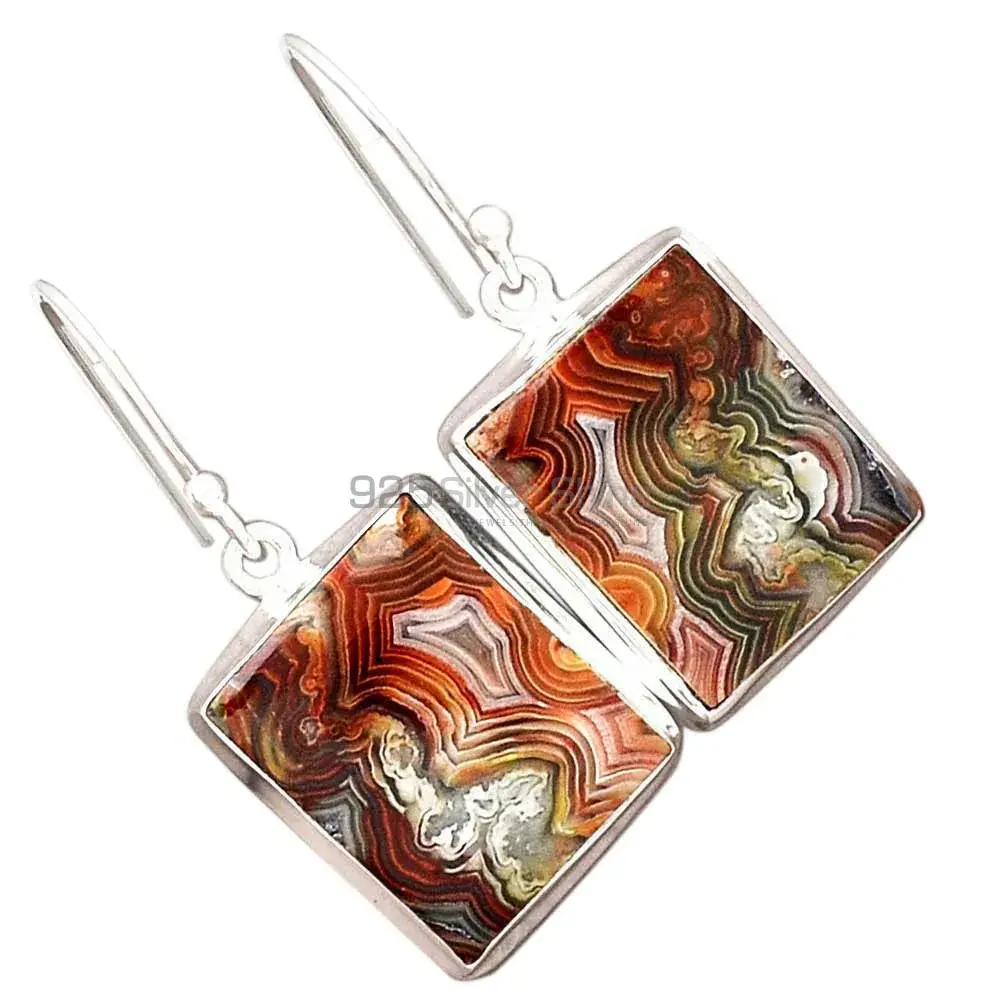 Fine 925 Sterling Silver Earrings In Genuine Mexican Laguna Lace Gemstone 925SE2259_1